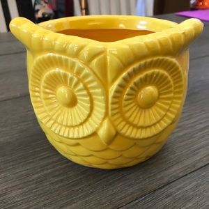 Yellow clay/ceramic owl pot!
